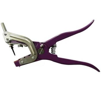 Split guided ear tag applicator